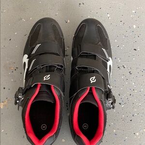 Cycling Shoes with Black and Red Accents